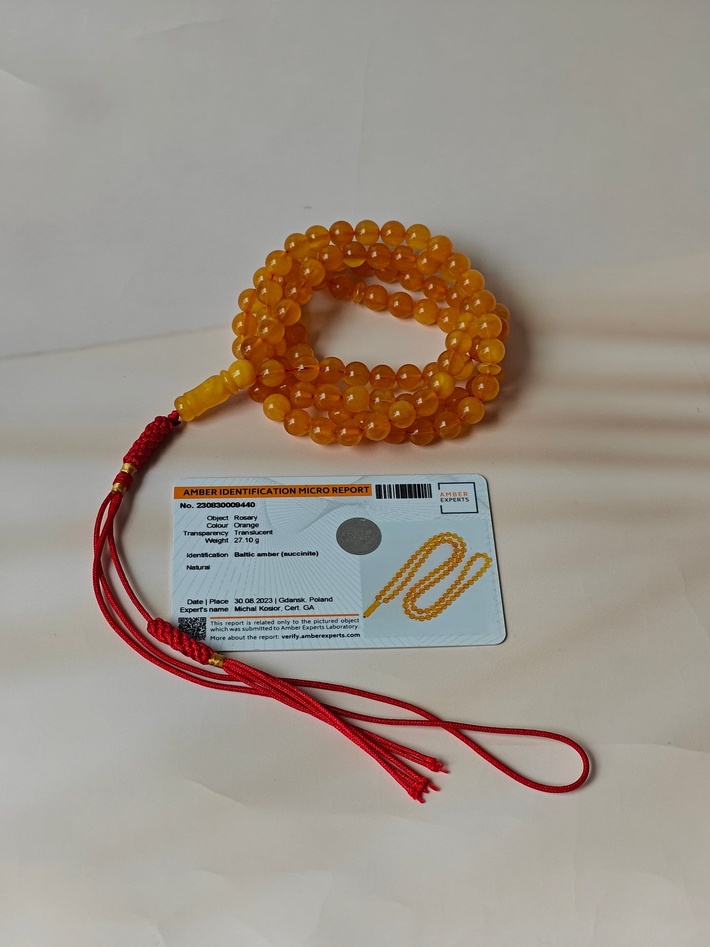 Natural Aged Honey Cloudy Amber Pocket Size Tasbih 99 Beads with Certificate