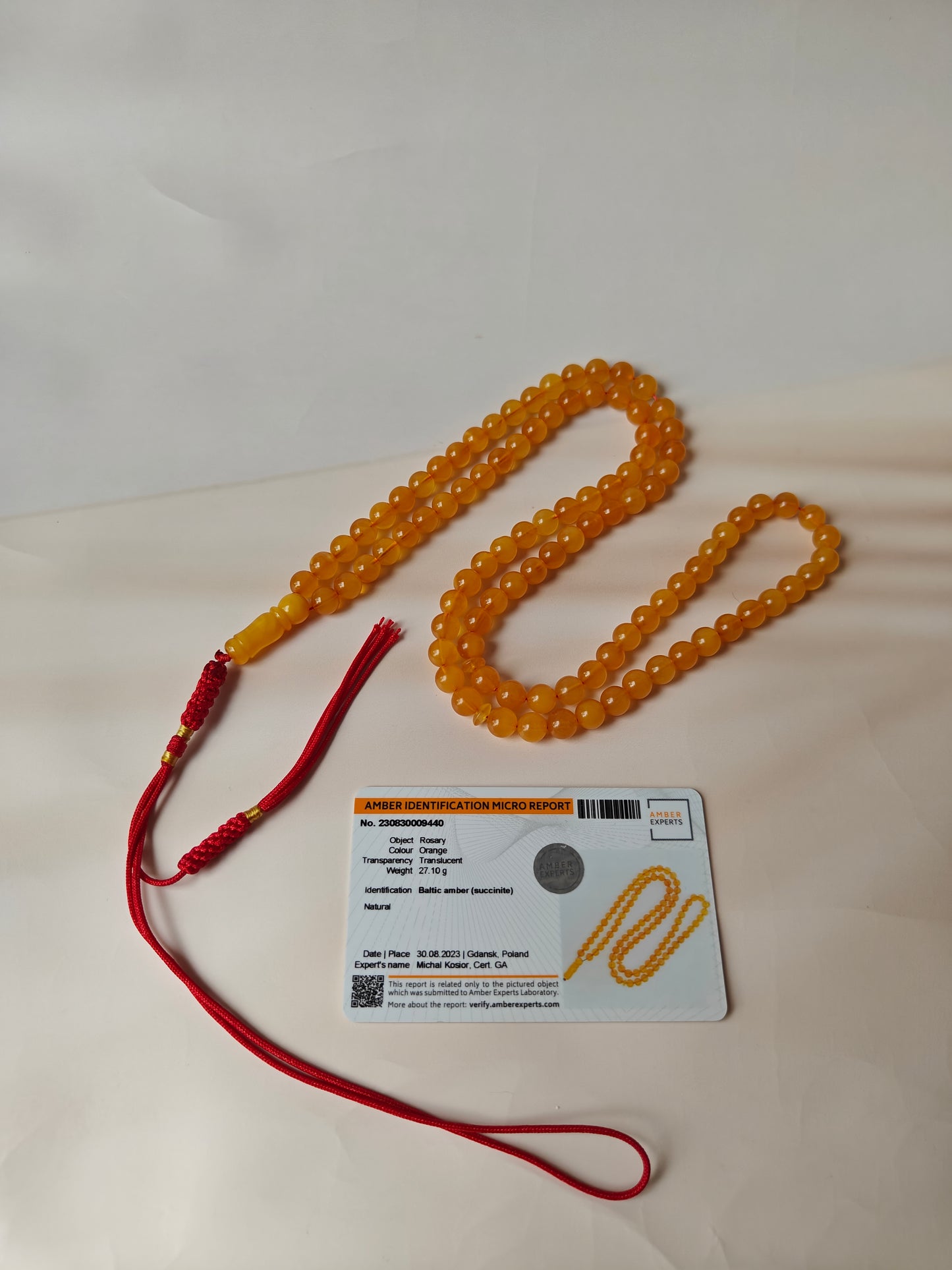 Natural Aged Honey Cloudy Amber Pocket Size Tasbih 99 Beads with Certificate