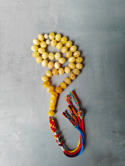 Natural Gradient Butterscotch, Royal White and Tiger Amber Istanbul Shape Misbah 40 Beads