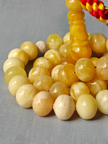 Natural Gradient Butterscotch, Royal White and Tiger Amber Istanbul Shape Misbah 40 Beads
