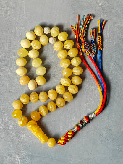 Natural Gradient Butterscotch, Royal White and Tiger Amber Istanbul Shape Misbah 40 Beads