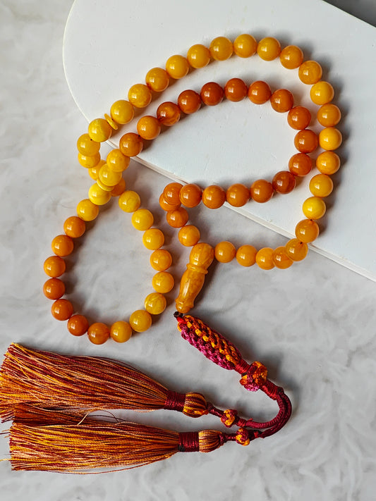 Antique Gradient Aged Butterscotch and Honey Amber Tasbih 66 Beads