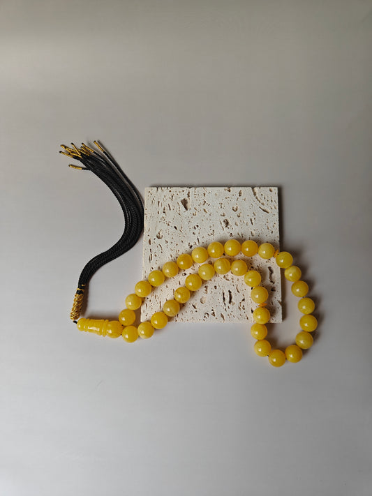 Natural Butterscotch Amber Misbah 33 Beads