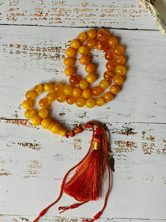 Antique Natural Aged Honey and Cloudy Amber Tasbih 45 Beads