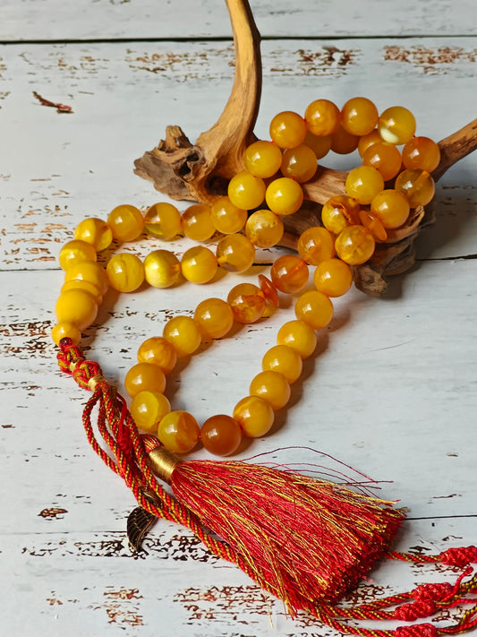 Antique Natural Aged Honey and Cloudy Amber Tasbih 45 Beads