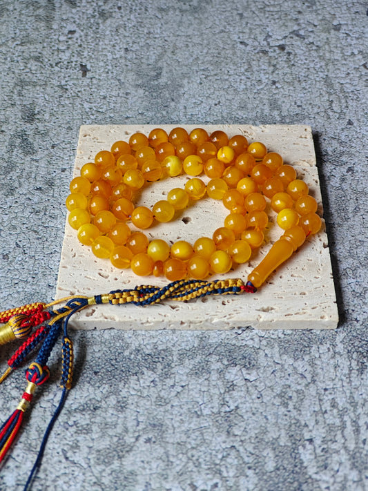 Antique Natural Aged Honey and Cloudy Amber Tasbih 66 Beads