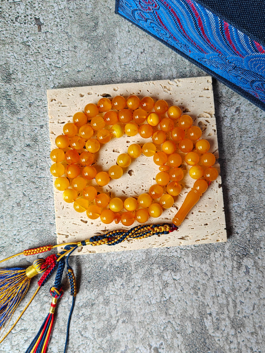 Antique Natural Aged Honey and Cloudy Amber Tasbih 66 Beads