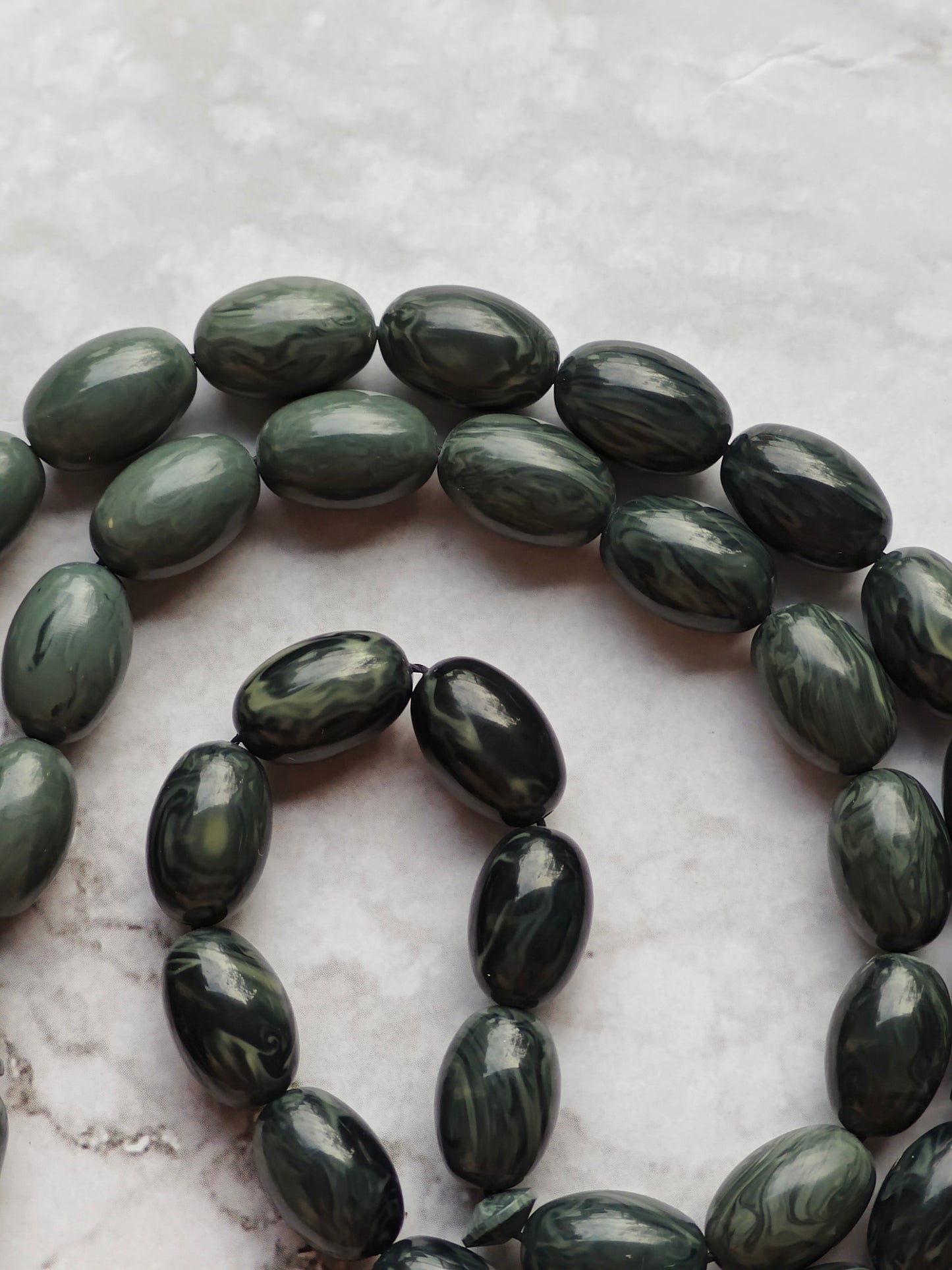 Vintage Bakelite Misbah "Chernobyl" – 33 Gradient Olive Beads