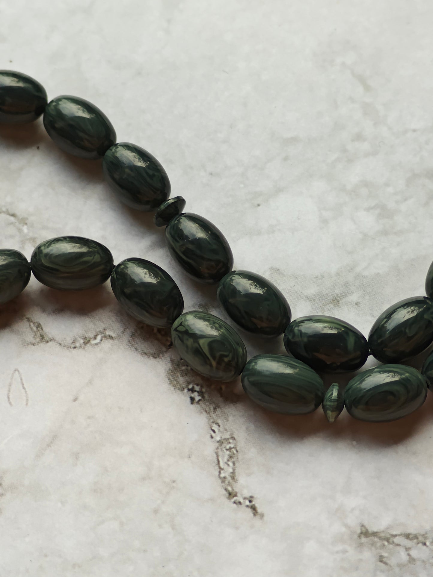 Vintage Bakelite Misbah "Chernobyl" – 33 Gradient Olive Beads