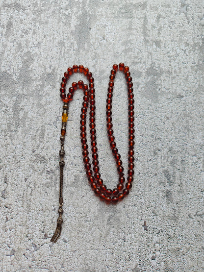 Antique Collectible Kaliningrad Cognac Amber Tasbih – 99 Beads