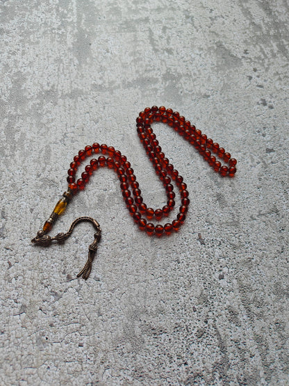 Antique Collectible Kaliningrad Cognac Amber Tasbih – 99 Beads