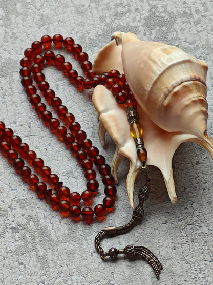 Antique Collectible Kaliningrad Cognac Amber Tasbih – 99 Beads