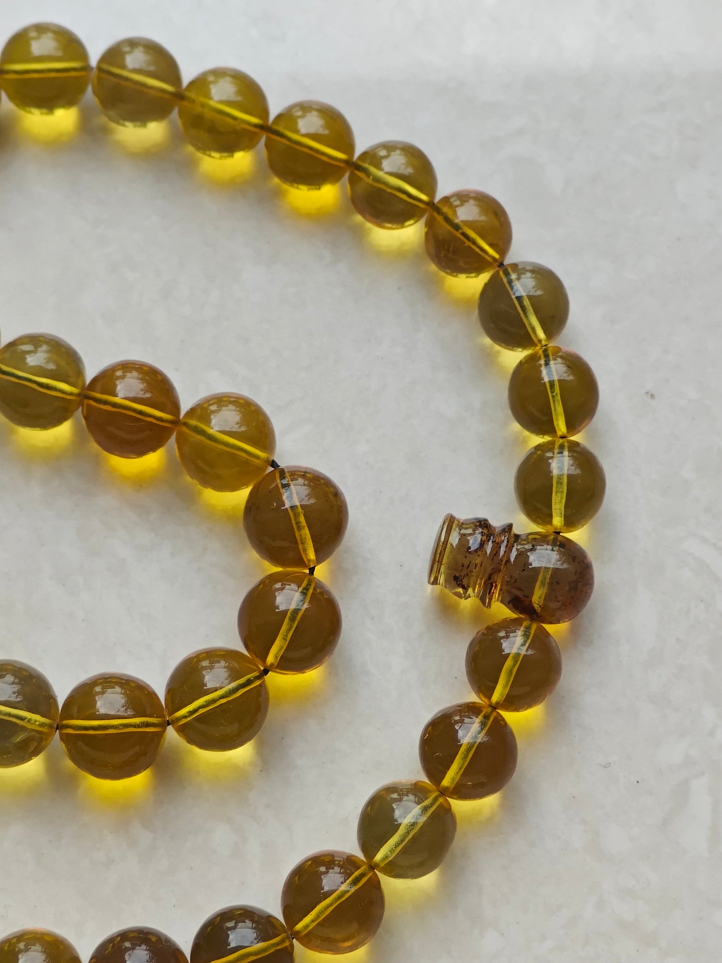 Unique Antique Natural Blue Dominican Amber Misbah from Private Collection – 33 Beads