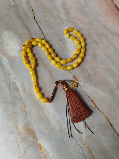Natural Raw Amber Tasbih 45 Beads + 3 Spare