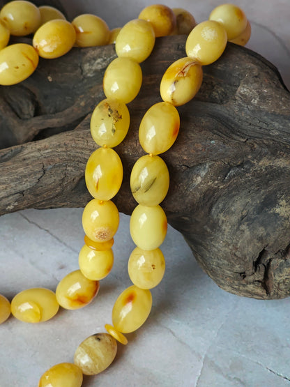 Natural Raw Amber Tasbih 45 Beads + 3 Spare