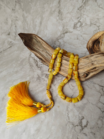 Multicolor Raw Amber Rosary – 45 Barrel Beads