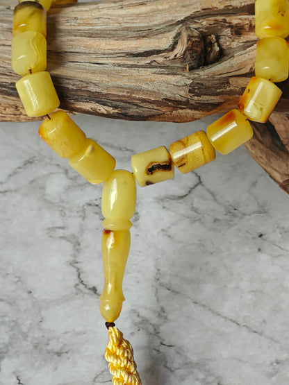 Multicolor Raw Amber Rosary – 45 Barrel Beads