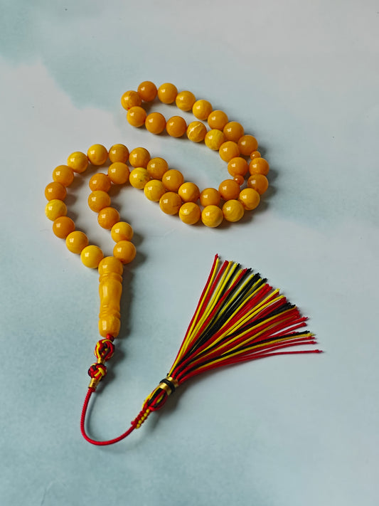 Vintage Aged Butterscotch Amber Rosary – 45 Beads | Pocket Size