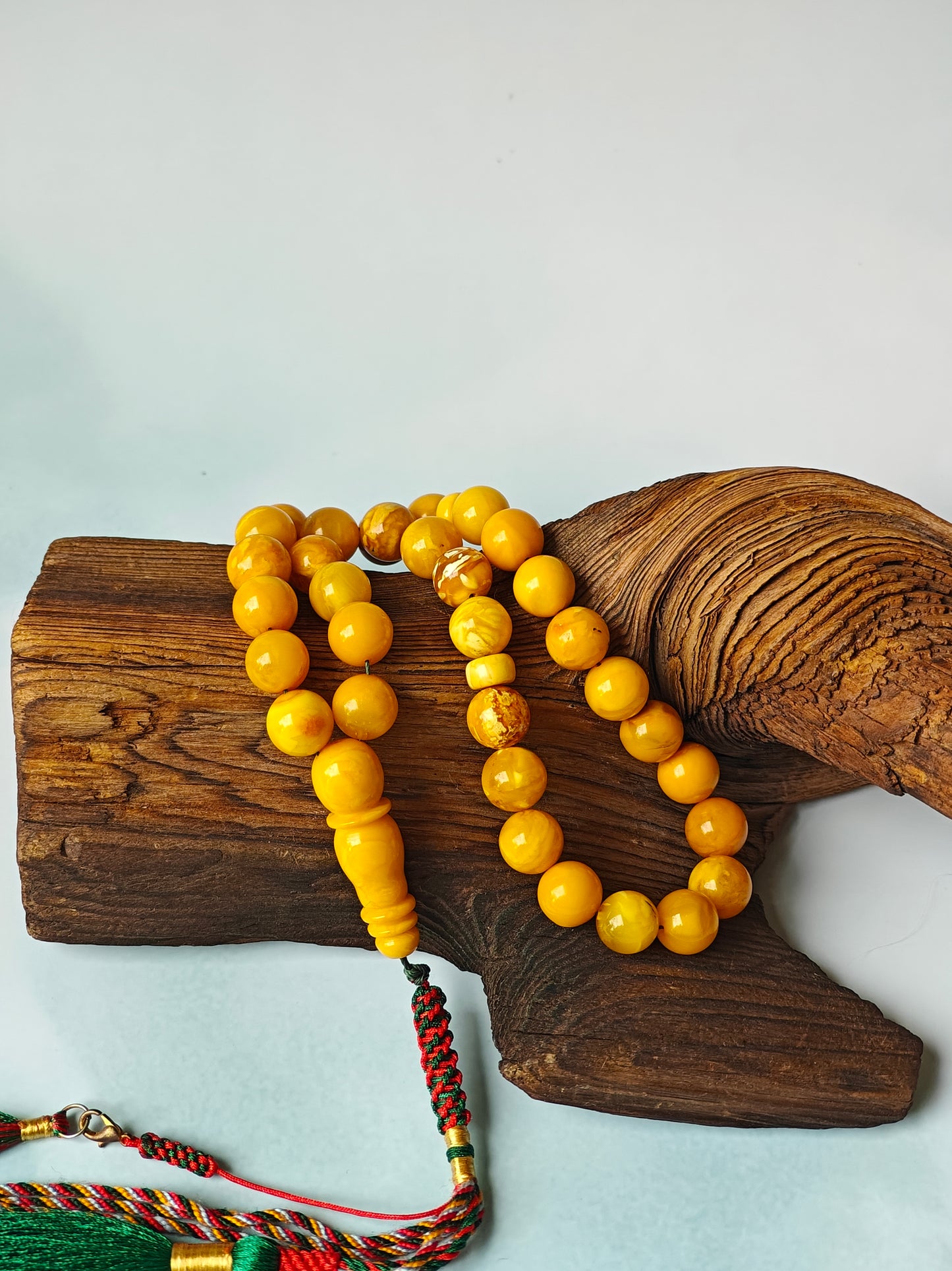 Vintage Butterscotch & Royal White Amber Tasbih – 33 Beads
