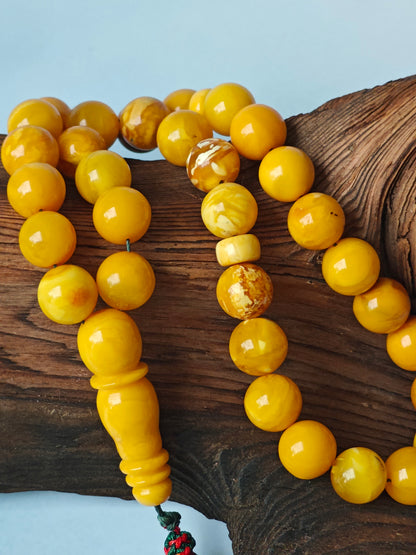 Vintage Butterscotch & Royal White Amber Tasbih – 33 Beads