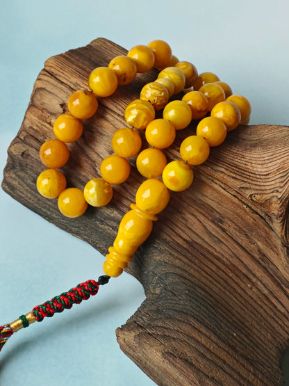 Vintage Butterscotch & Royal White Amber Tasbih – 33 Beads