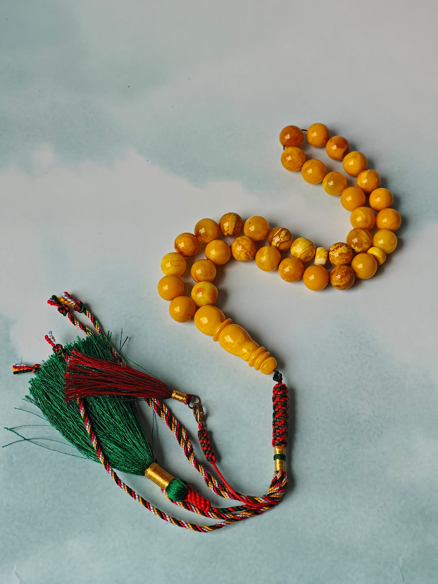 Vintage Butterscotch & Royal White Amber Tasbih – 33 Beads