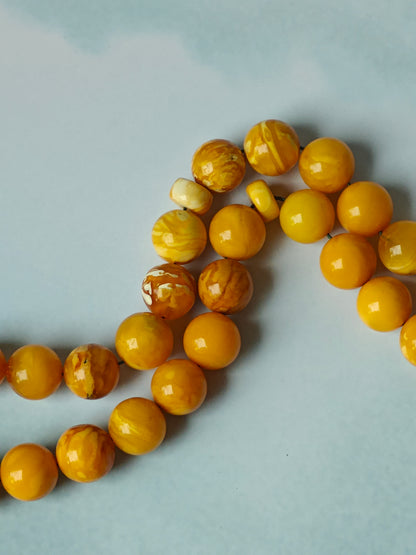 Vintage Butterscotch & Royal White Amber Tasbih – 33 Beads