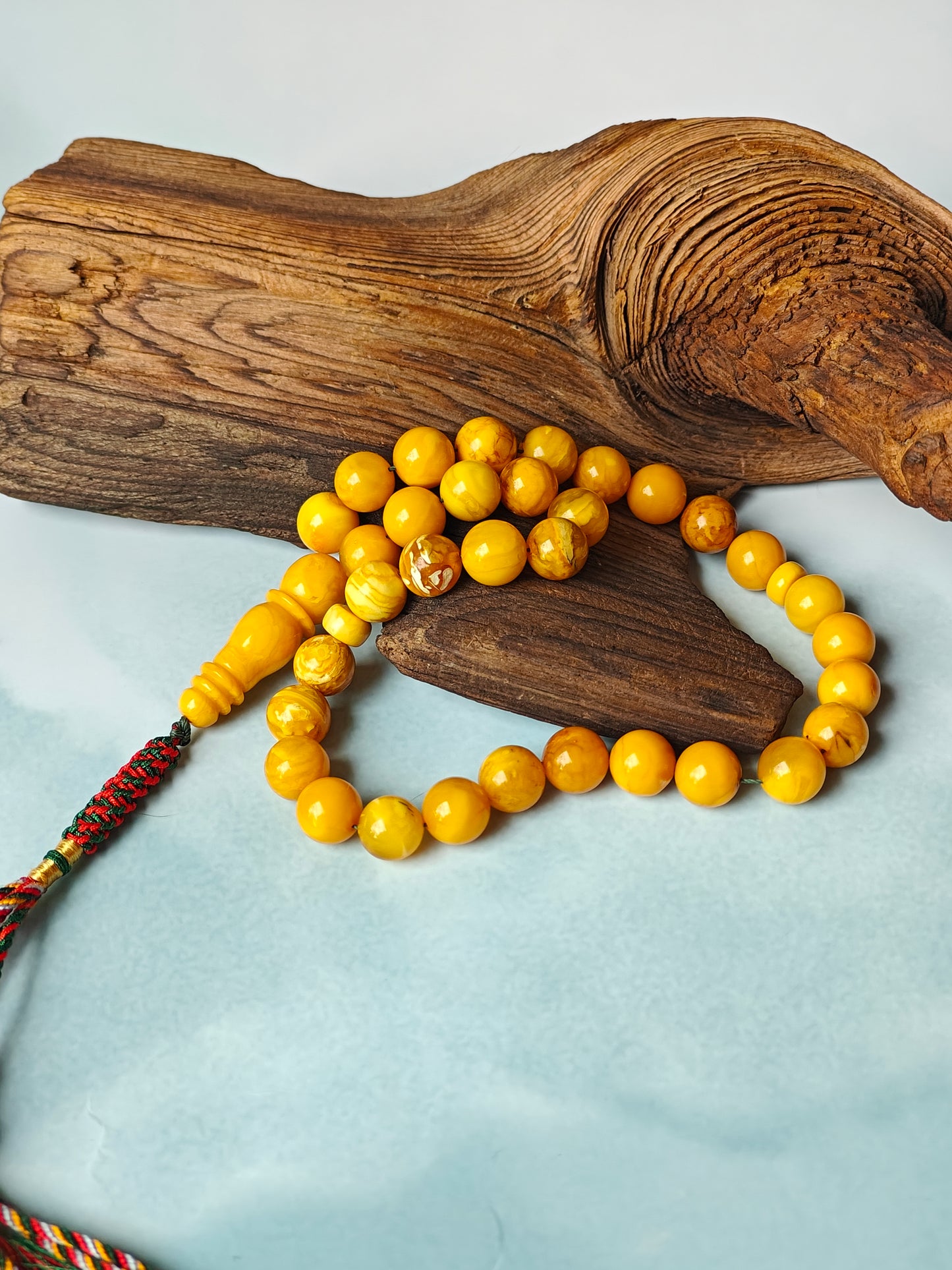 Vintage Butterscotch & Royal White Amber Tasbih – 33 Beads