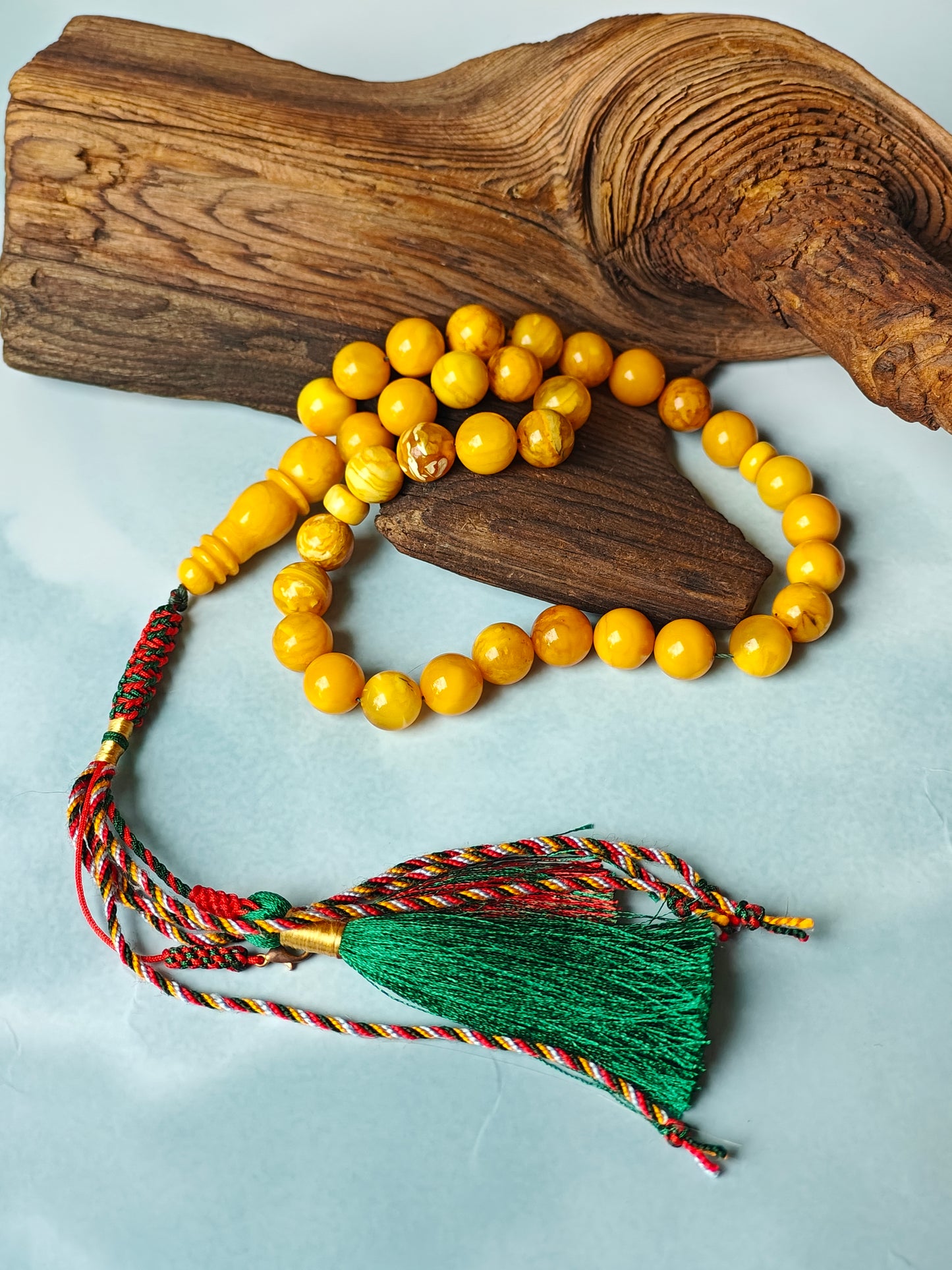 Vintage Butterscotch & Royal White Amber Tasbih – 33 Beads