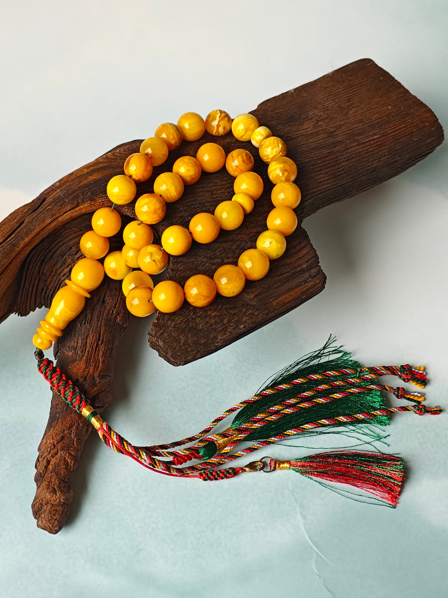 Vintage Butterscotch & Royal White Amber Tasbih – 33 Beads