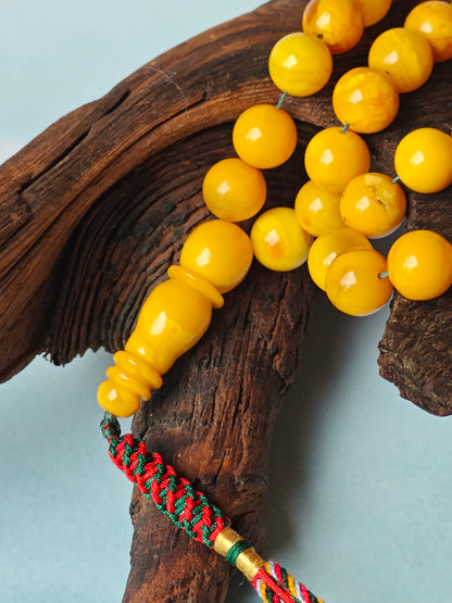 Vintage Butterscotch & Royal White Amber Tasbih – 33 Beads