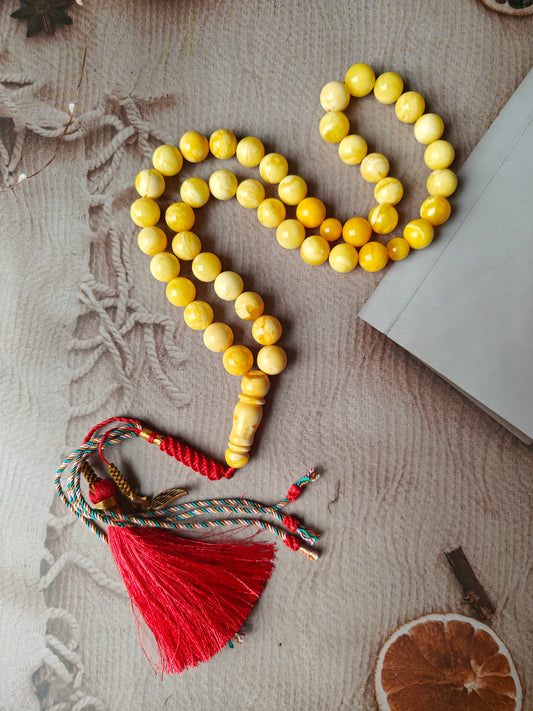 Royal White & Milk Amber Rosary – 45 Beads | Exceptional Quality