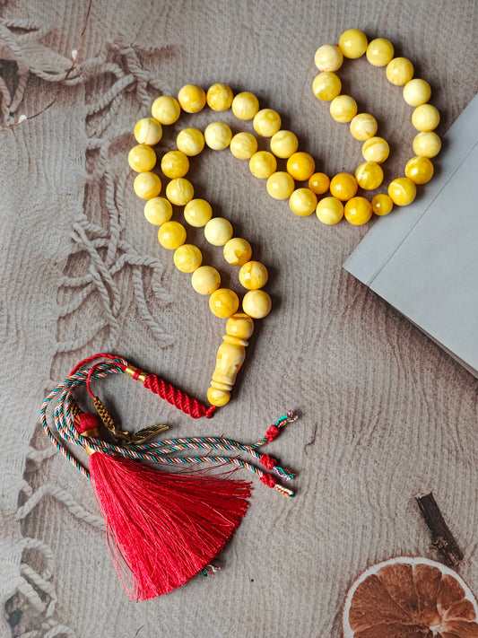 Unique Ceramic Milk Amber Rosary – 45 Beads