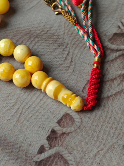 Royal White & Milk Amber Rosary – 45 Beads | Exceptional Quality