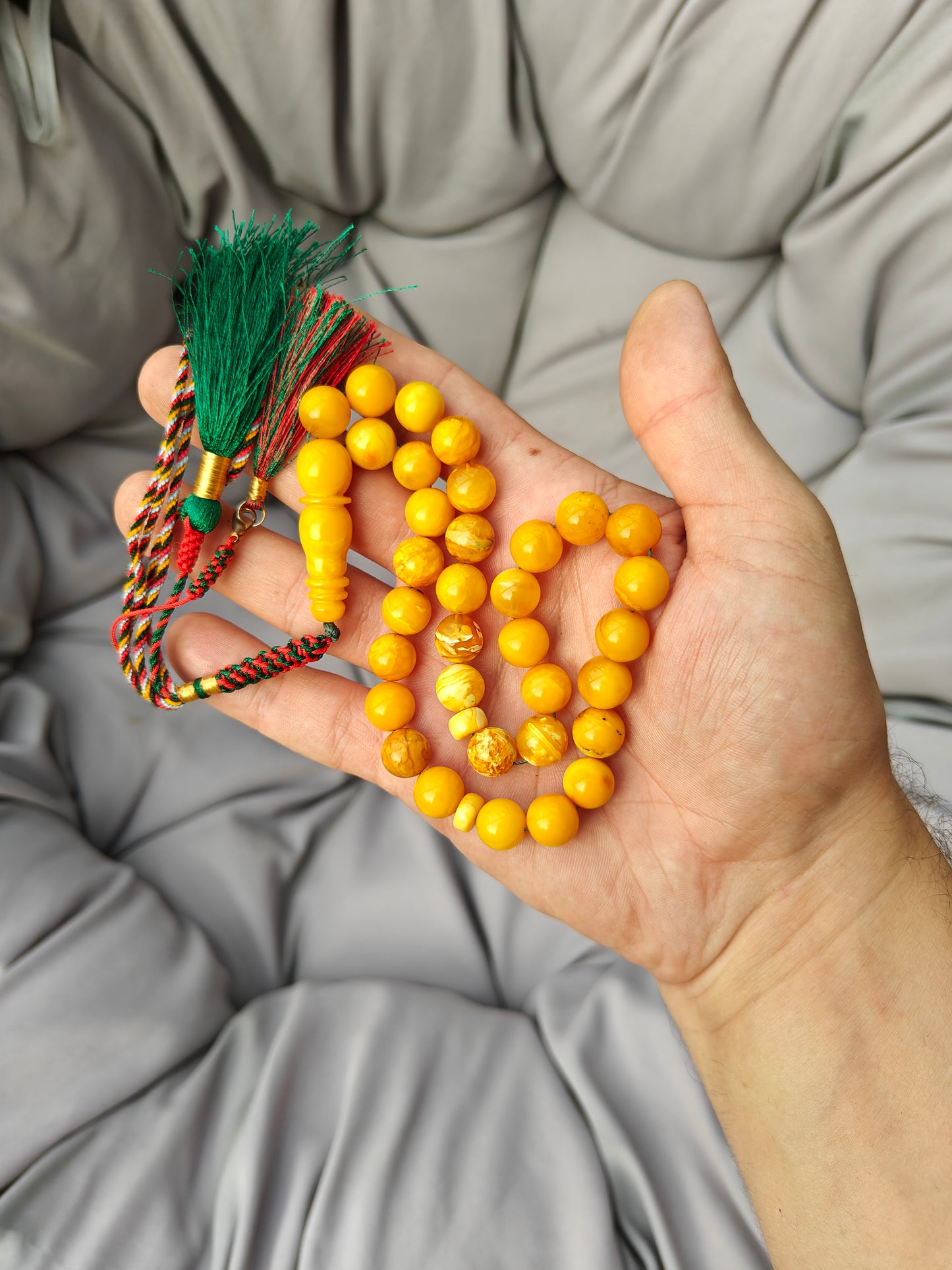 Vintage Butterscotch & Royal White Amber Tasbih – 33 Beads
