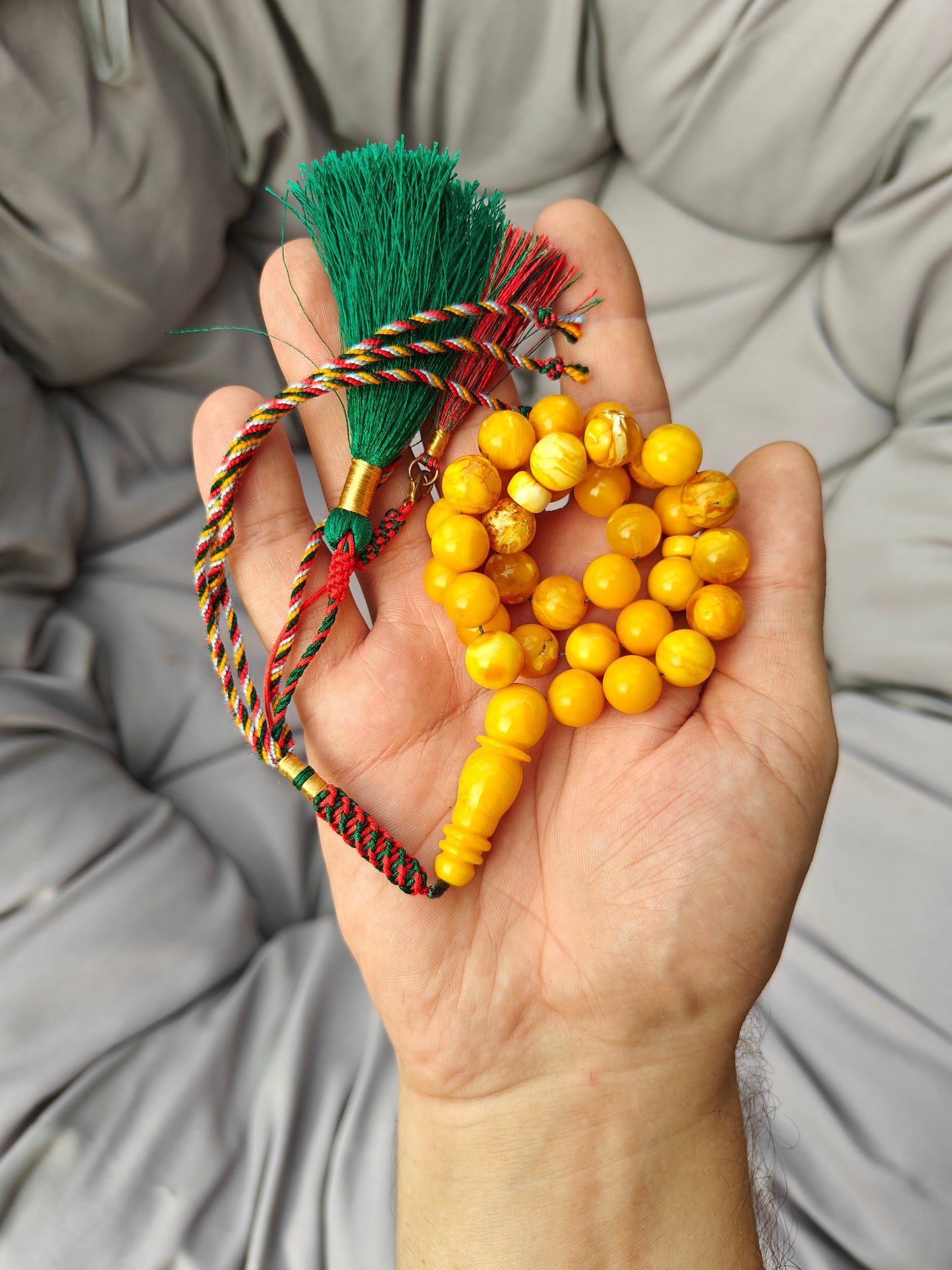 Vintage Butterscotch & Royal White Amber Tasbih – 33 Beads