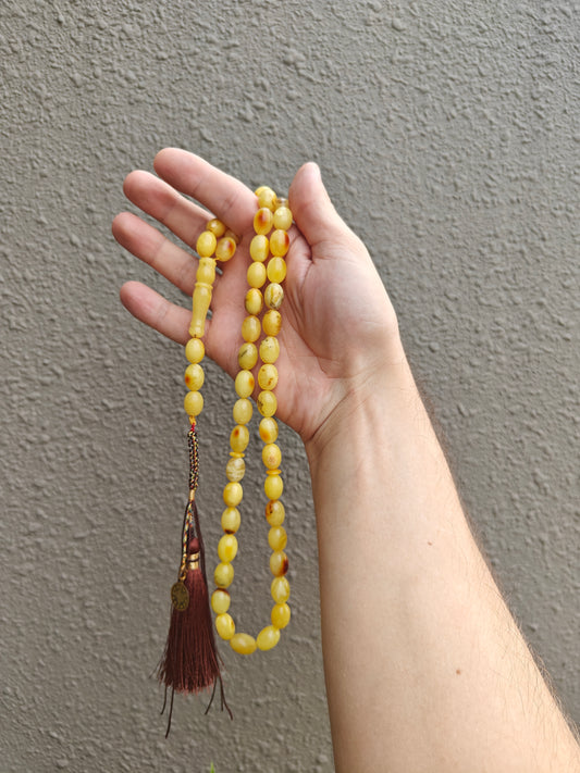 Natural Raw Amber Tasbih 45 Beads + 3 Spare