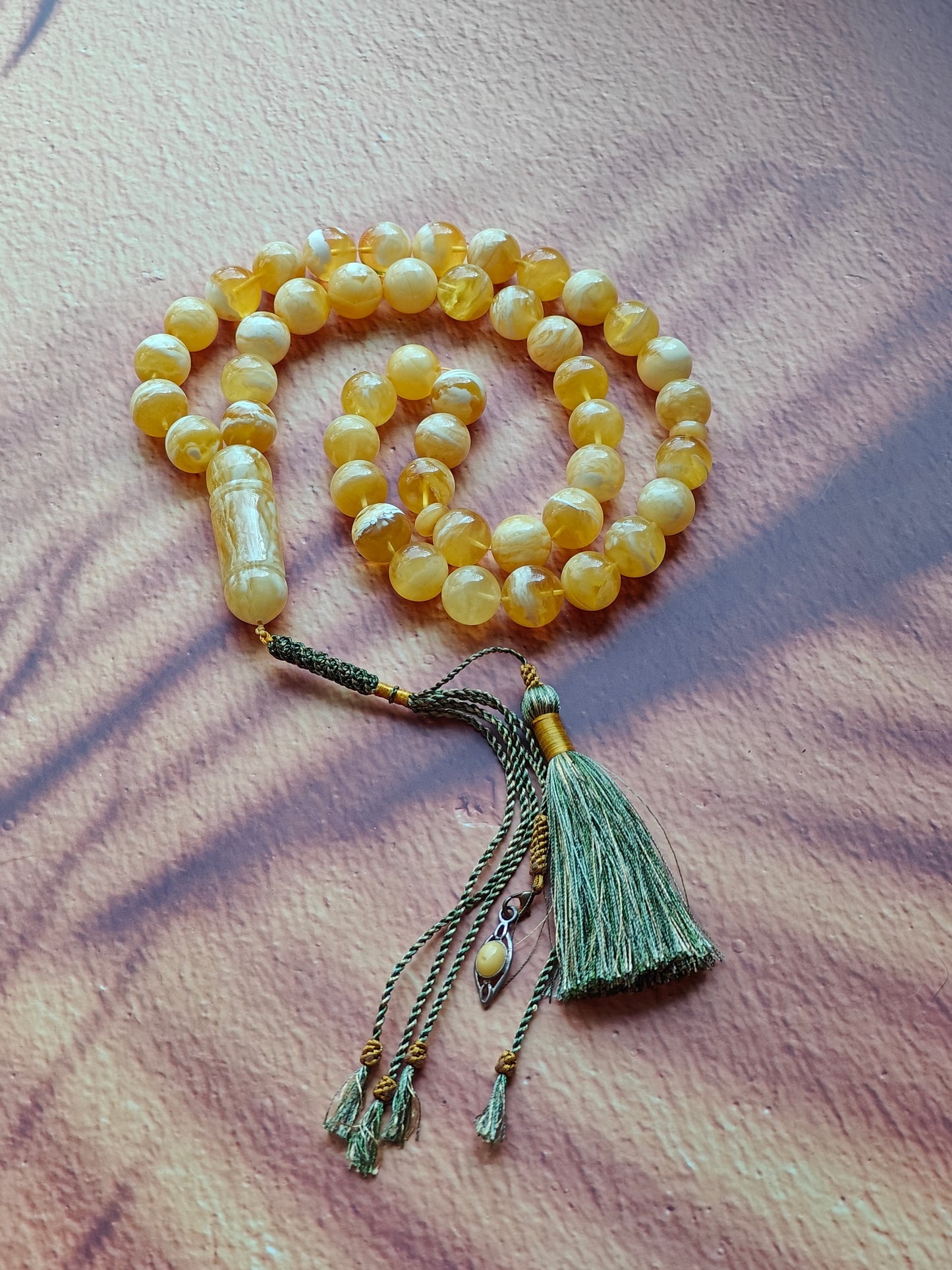 Exceptional Rare Unique Large Tiger Amber Tasbih – 45 Beads