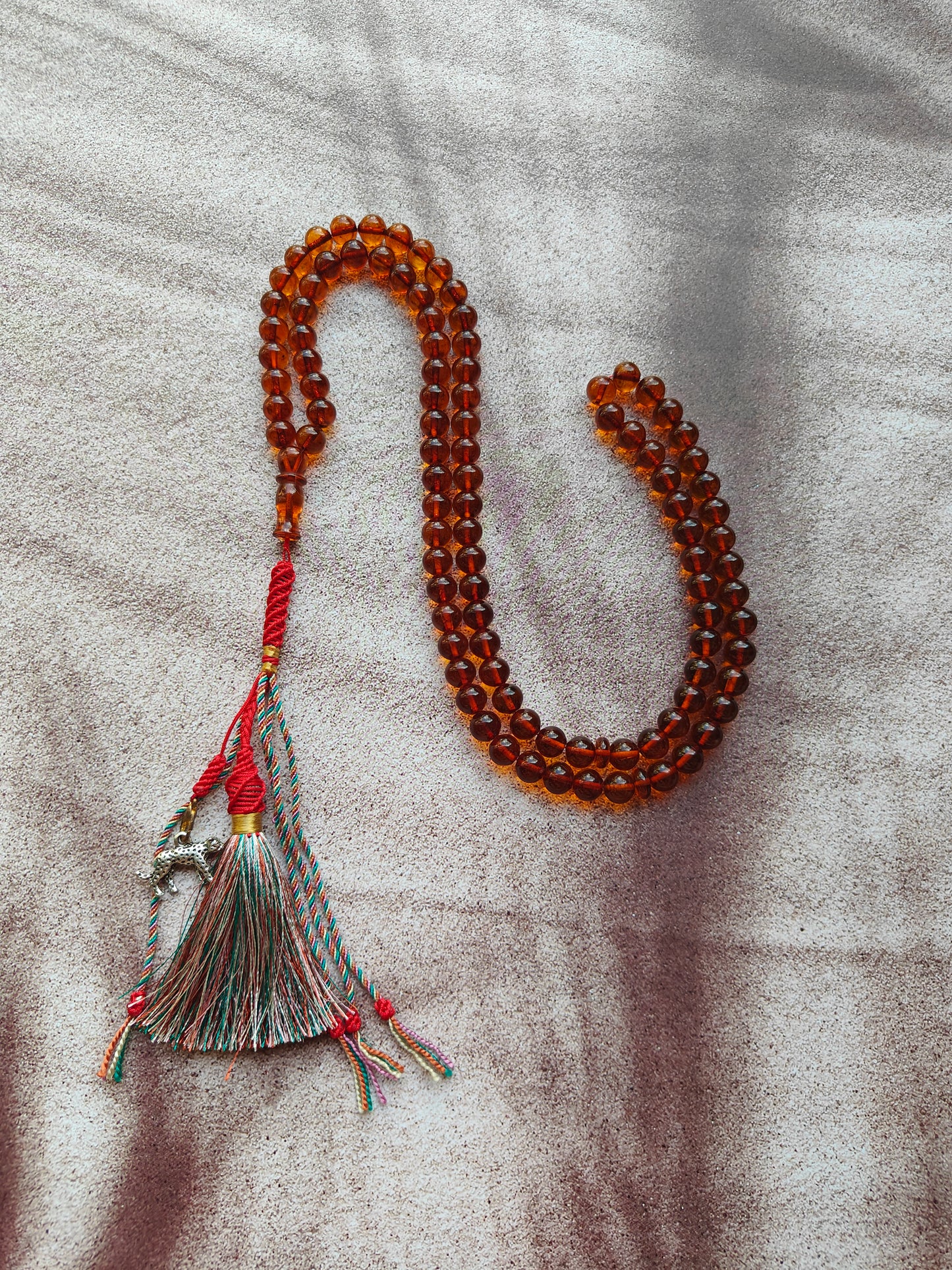 Vintage Pocket Size Cognac Amber Rosary 99 Beads