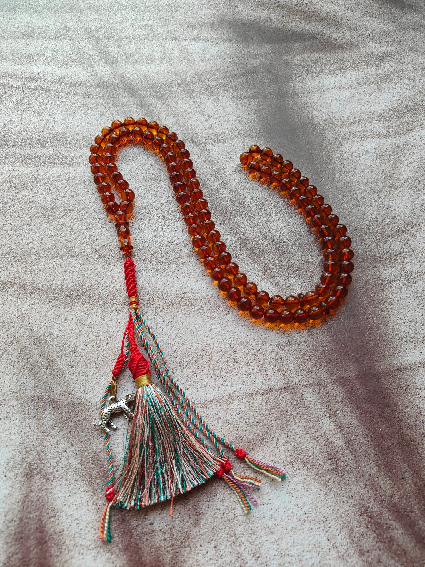 Vintage Pocket Size Cognac Amber Rosary 99 Beads