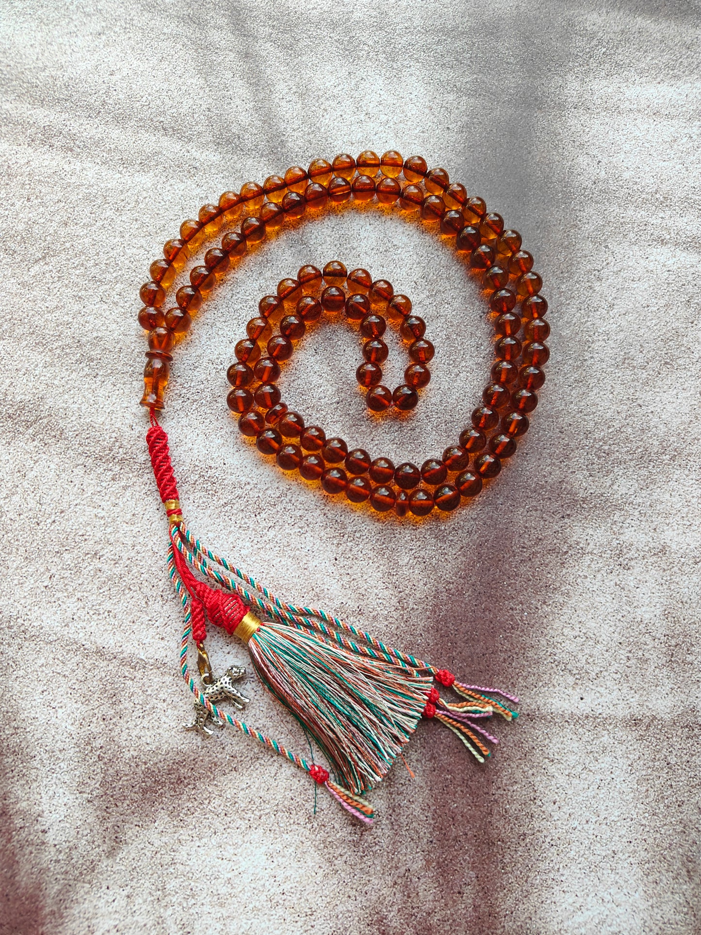 Vintage Pocket Size Cognac Amber Rosary 99 Beads