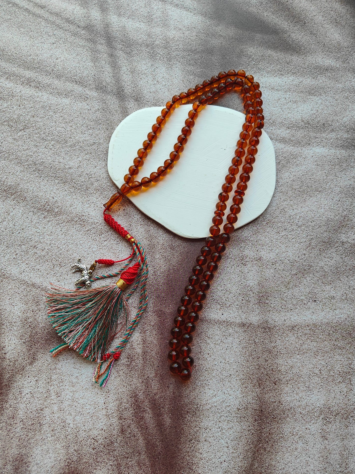 Vintage Pocket Size Cognac Amber Rosary 99 Beads