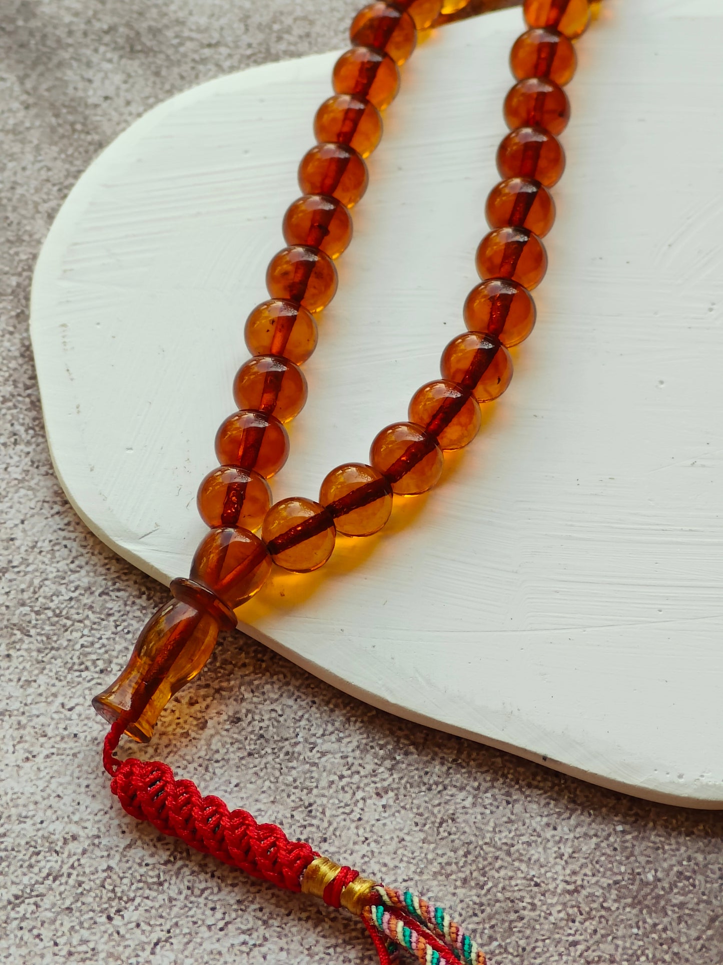 Vintage Pocket Size Cognac Amber Rosary 99 Beads