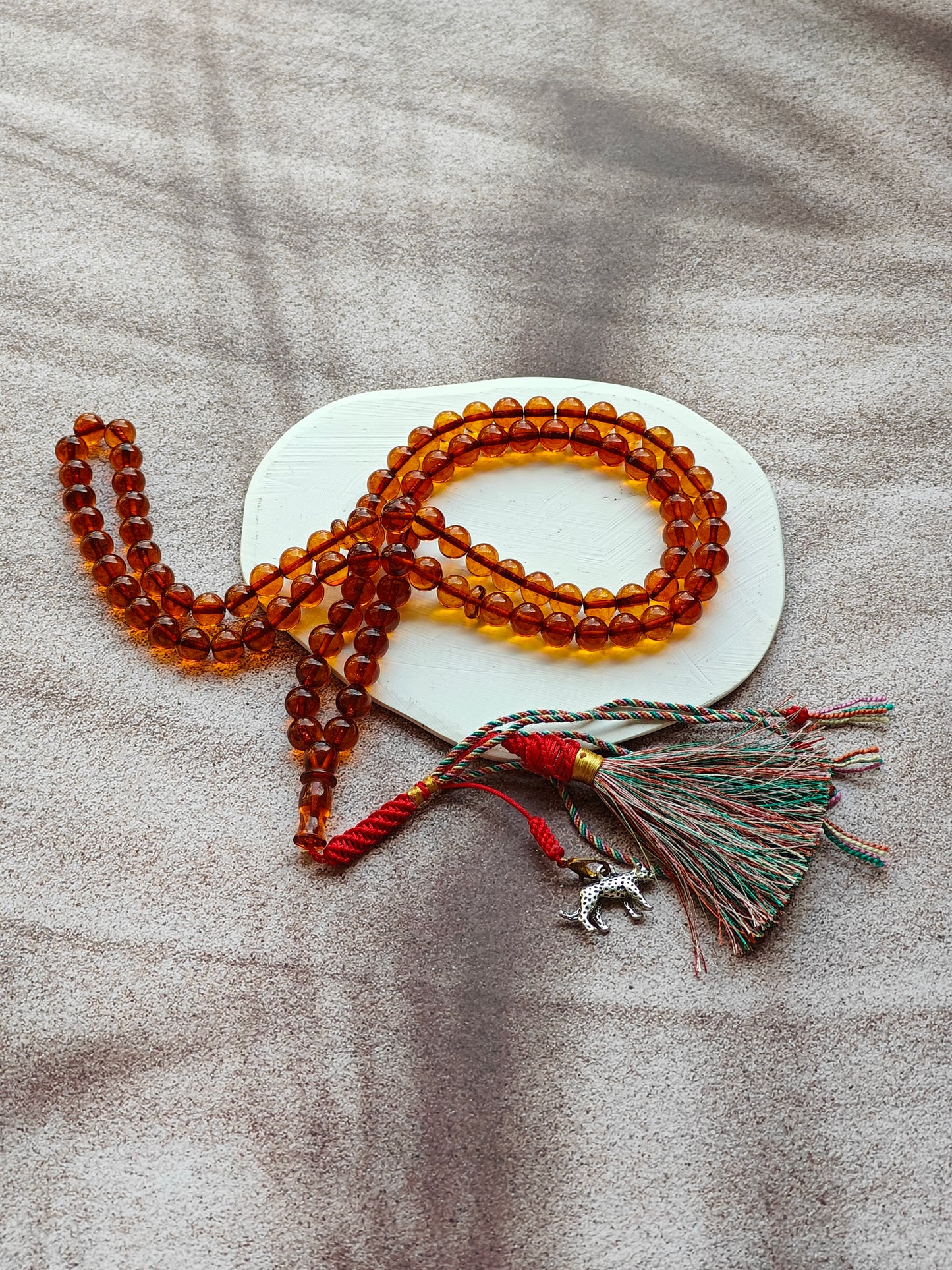 Vintage Pocket Size Cognac Amber Rosary 99 Beads