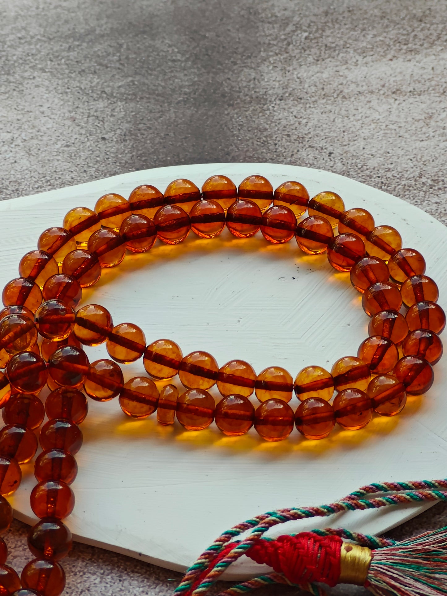 Vintage Pocket Size Cognac Amber Rosary 99 Beads