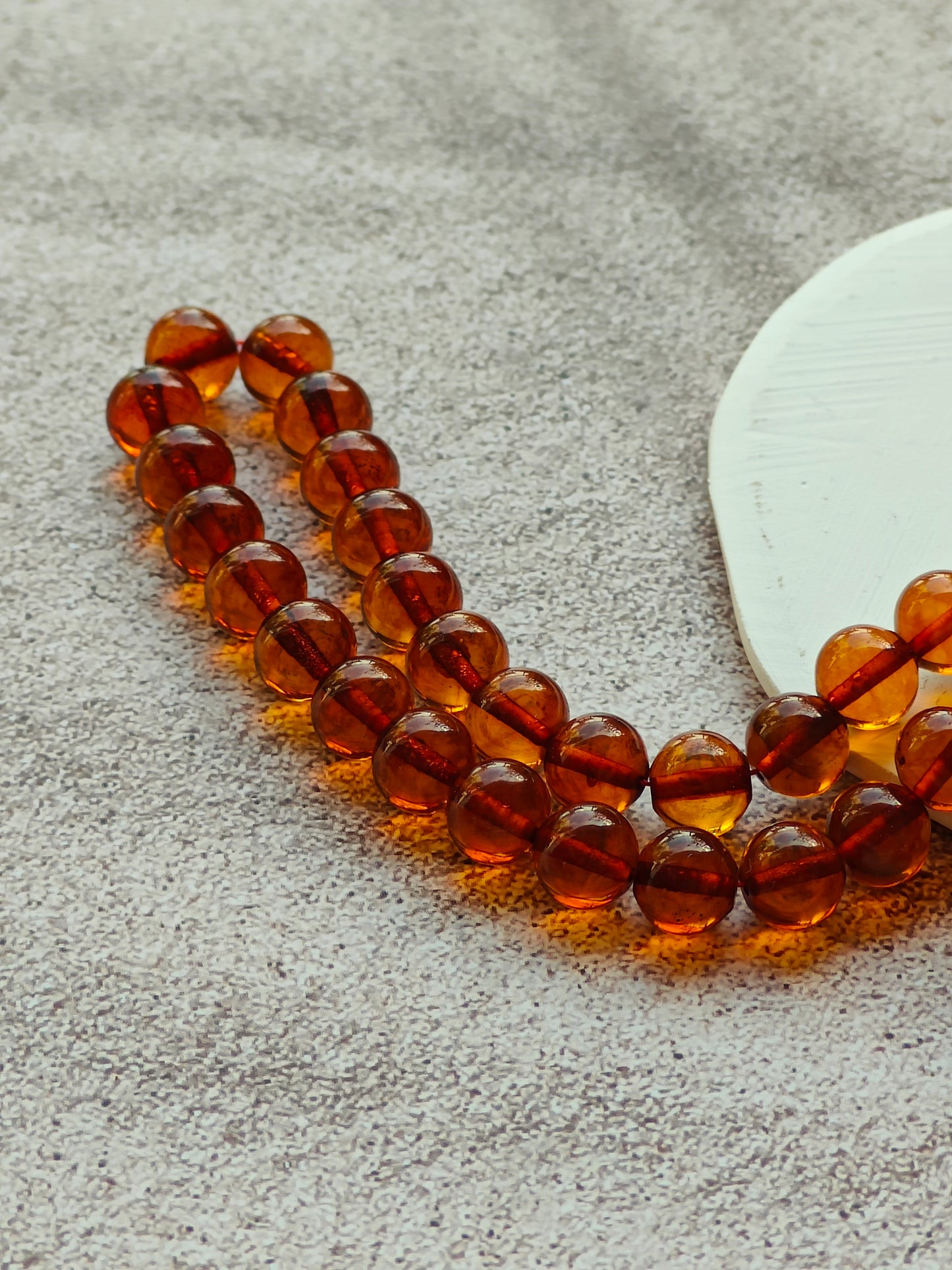 Vintage Pocket Size Cognac Amber Rosary 99 Beads