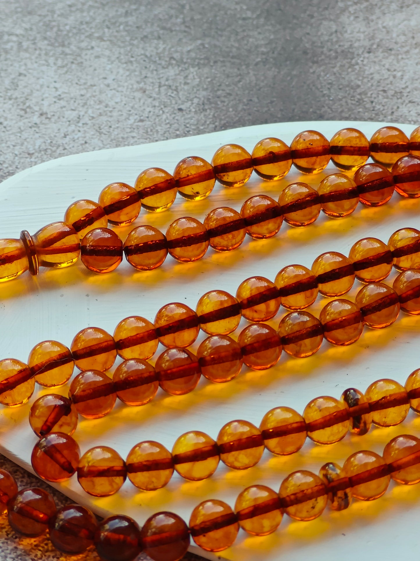 Vintage Pocket Size Cognac Amber Rosary 99 Beads