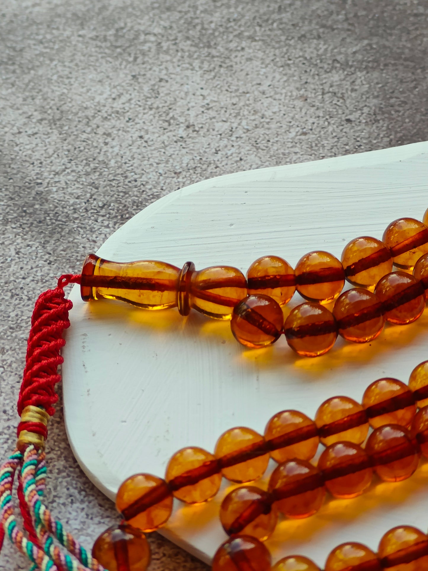 Vintage Pocket Size Cognac Amber Rosary 99 Beads