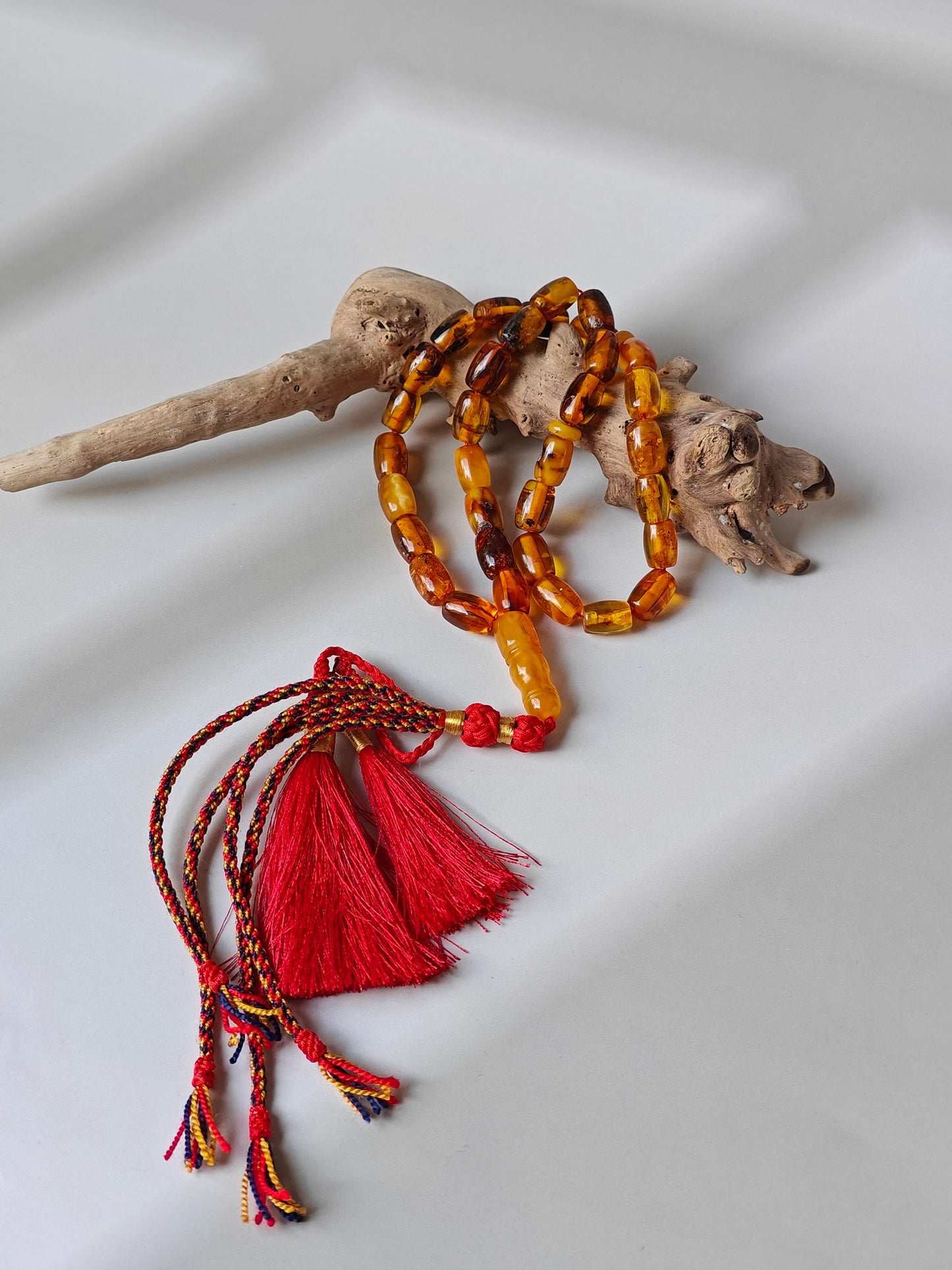 Raw Aged Multicolor Amber Tasbih – 33 Beads