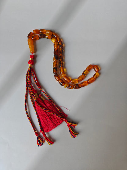 Raw Aged Multicolor Amber Tasbih – 33 Beads